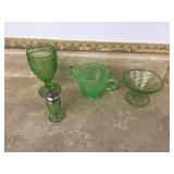4 URANIUM GLASS PIECES - GLASS