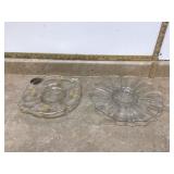 Vintage Anchor Hocking oyster and pearl serving platter and hand painted pl