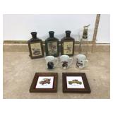Vintage Jim Beam bottles Norman Rockwell mugs and other collectibles
