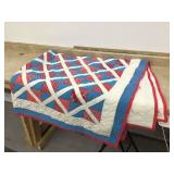 Patriotic quilt showing wear