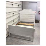 Antique painted double headboard footboard and frame - vintage bed