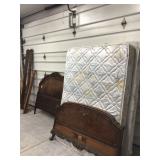 Antique full size headboard footboard and frame with Serta