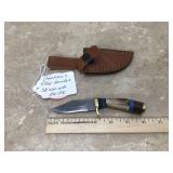 DAMASCUS STAG HANDLE SKINNING KNIFE