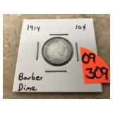 1914 BARBER DIME - COINS CURRENCY