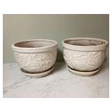 PAIR OF WHITE FLOWERPOTS