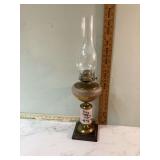 Vintage Hand-Painted Hurricane Lamp with Swallow Design - Mid Century Modern Style