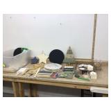 Wooden craft project items include beads shapes bases and tools for