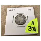 1897 BARBER DIME - COINS CURRENCY