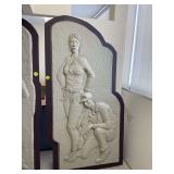 Fiberglass sports art on steel backing