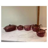 Purple glass cookware by Corningware