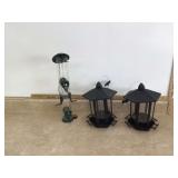 Three plastic bird feeders Three plastic bird feeders