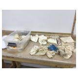 Various doilies and lace in small container with lid Various doilies and lace in small container with lid