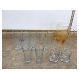 Various drinking vessels and plastic pitcher Various drinking vessels and plastic pitcher