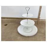Silver Crest milk glass 3-tier stand Silver Crest milk glass 3-tier stand