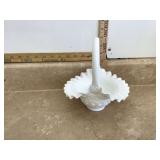 FENTON MILK GLASS BASKET - GLASS FENTON MILK GLASS BASKET - GLASS