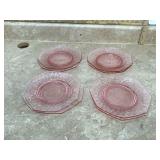 Fenton pink glass plates with diamond optic design Fenton pink glass plates with diamond optic design