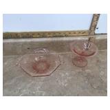 2 PINK GLASS PIECES - GLASS 2 PINK GLASS PIECES - GLASS