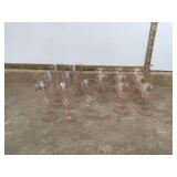 Etched pink glass stemware Etched pink glass stemware