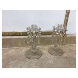 Glass candle holders with prisms Glass candle holders with prisms