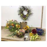 Faux spring flowers and wreath Faux spring flowers and wreath