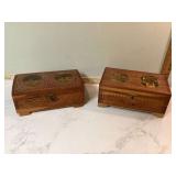 Two vintage dresser boxes one needs hinge repair