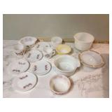 Various old milk glass dishes