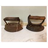 1 Durable cast iron2 Unmarked vintage irons