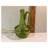 Vintage hand-blown green glass replica bottle