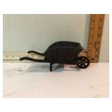 2-piece cast iron wheelbarrow figurine