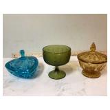 3 VINTAGE CANDY DISHES - GLASS