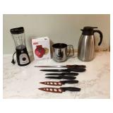 Insulated carafe compact waffle maker sifter sharp knives