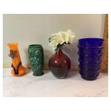 4 GLASS FLOWER VASES - HOME DECOR