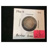 1912-D BARBER DIME - COINS CURRENCY
