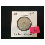 1915 BARBER QUARTER - COINS CURRENCY