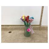 144 wooden tulips in vase