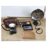 Antique electric heater 2 old cameras