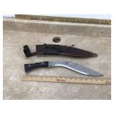 Large vintage handmade kukri knife with sheath