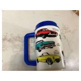 Vintage plastic mugs for auto enthusiasts
