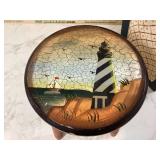 Nautical trash can with lighthouse stool