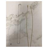 Two necklaces sterling silver and gold-colored