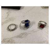 3 STERLING SILVER RINGS - GOLD & SILVER