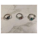 3 STERLING SILVER RINGS - GOLD & SILVER