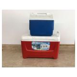 Red 48QT Igloo cooler and Playmate cooler