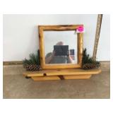 PINE MIRROR SHELF - HOME DECOR