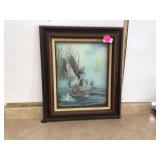 Three-dimensional mallard duck art in frame