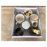 Old shaving set with vintage mugs and brush