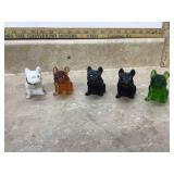 5 vintage glass bulldog figurines paperweights