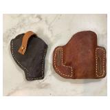 2 LEATHER GUN HOLSTERS - AMMO FIREARMS