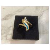 Turquoise and black gemstone ring