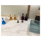 Colorful glass basket with brass bells